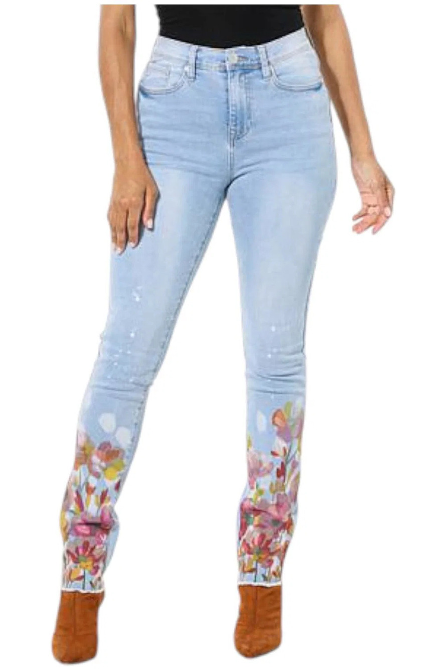DG2 by Diane Gilman Women's Denim Embellished Skinny Jean Chambray - Regular